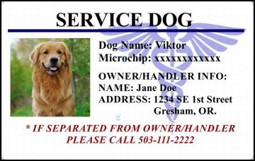 SERVICE DOG ID CARD